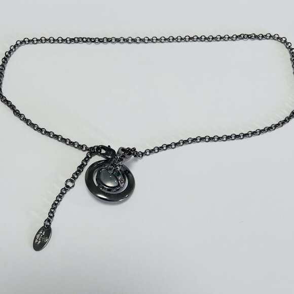 New Vivienne Saturn Westwood off-white Orb Chain Choker Necklace Charm - Picture 2 of 5